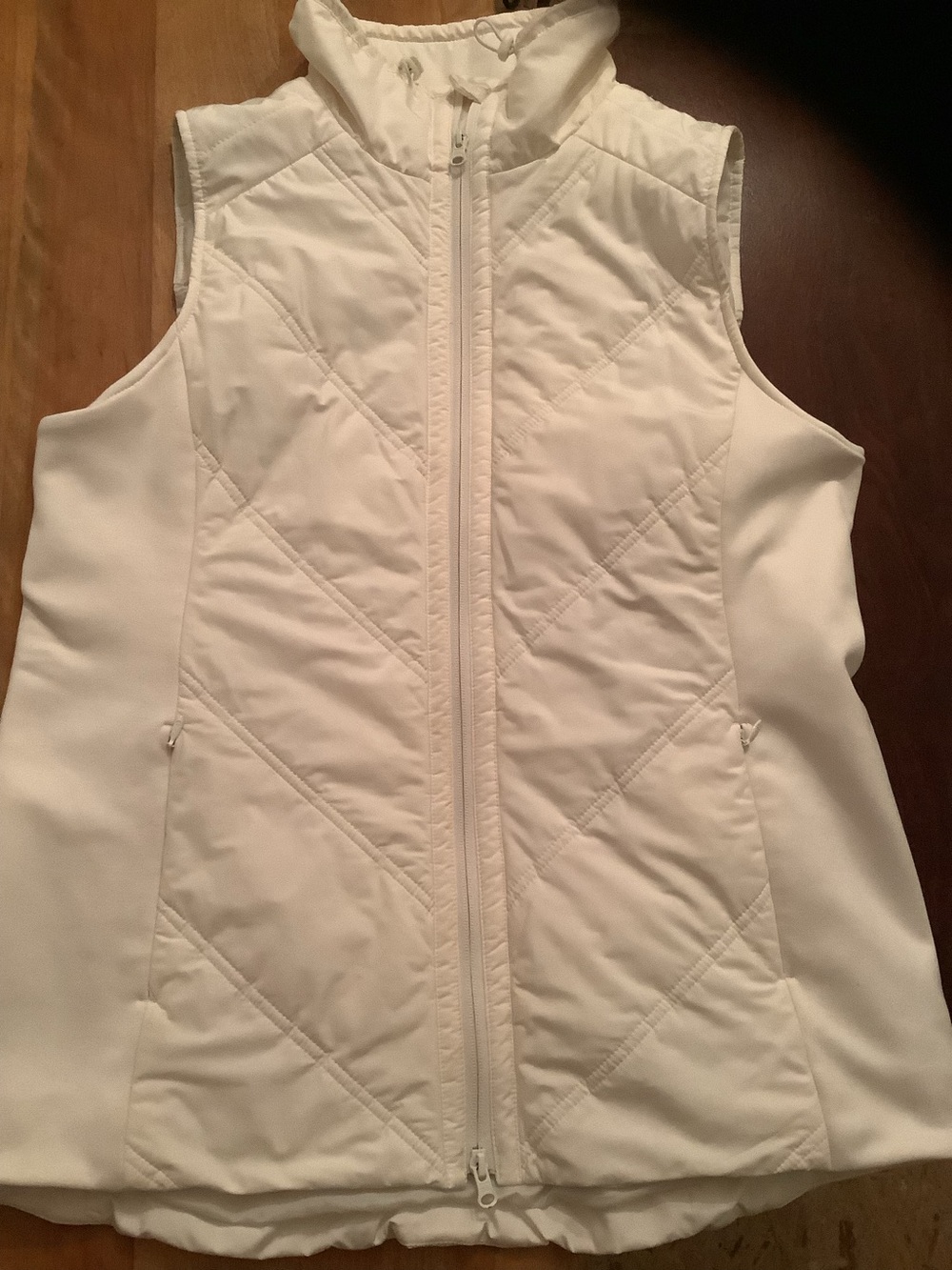Talbots Cream Quilted Zip Vest